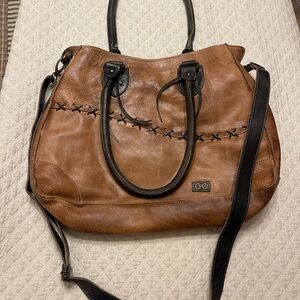 Bed Stu Tan and Black Leather Shoulder Bag